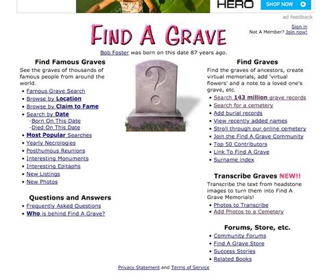 findagrave search of millions grave records